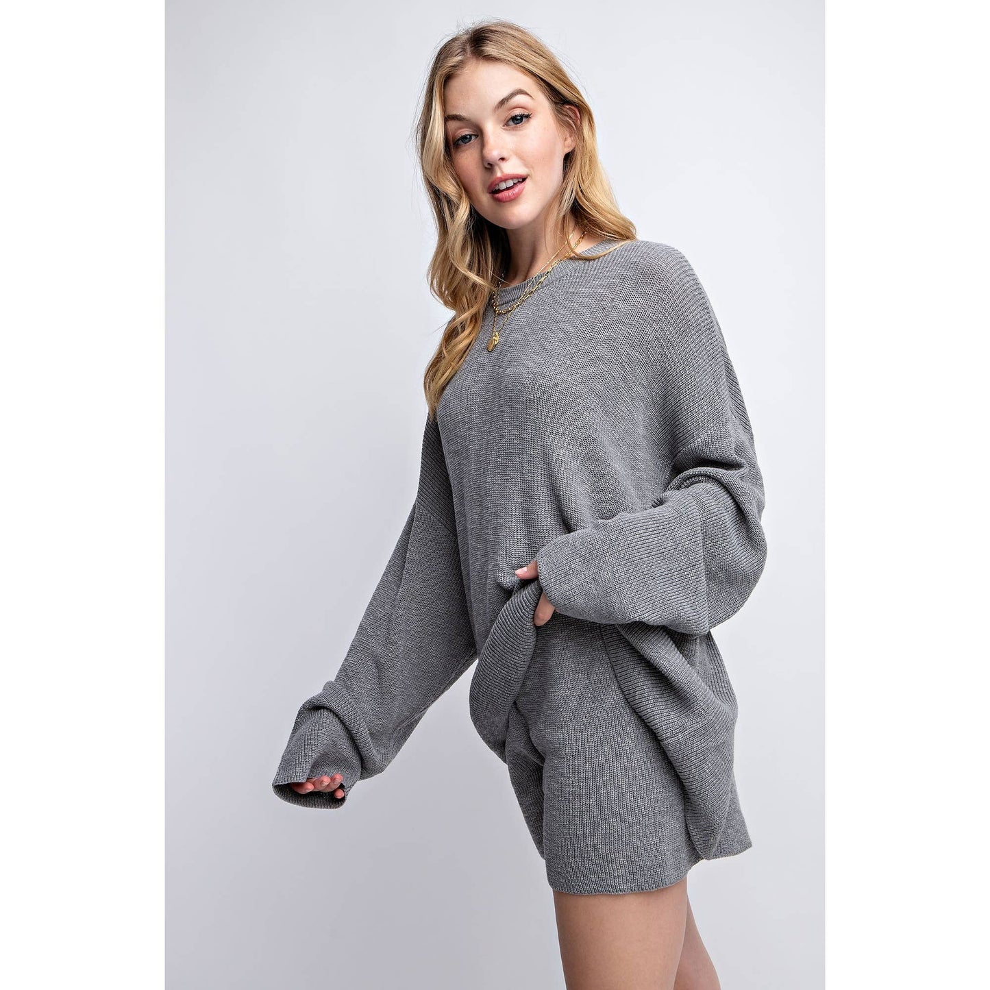 Cozy Nights Sweater Set- Grey