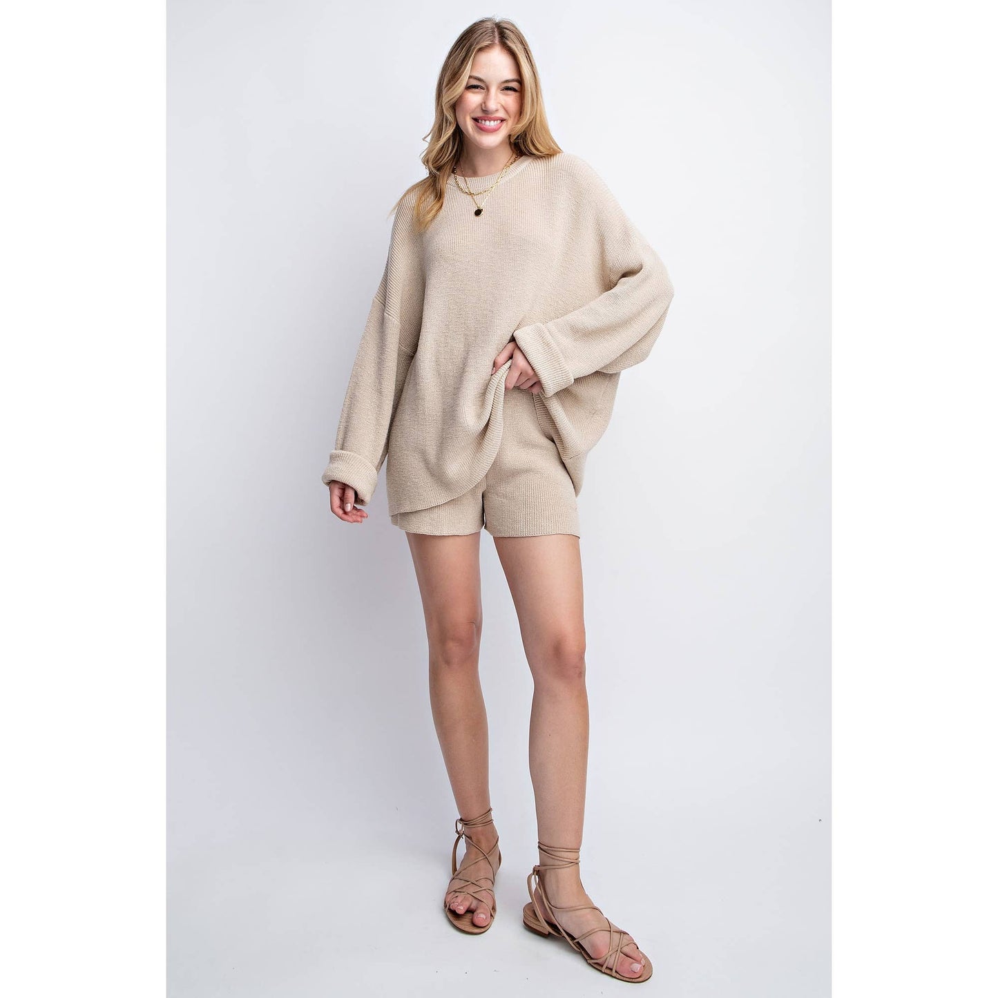 Cozy Nights Sweater Set- Beige