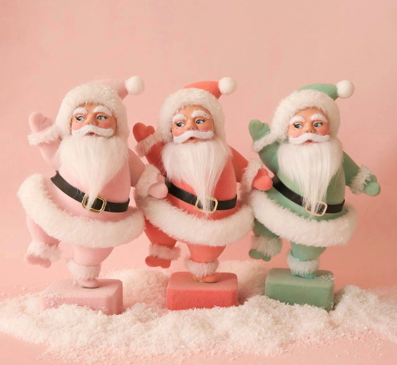 Retro Flocked Dancing Santa