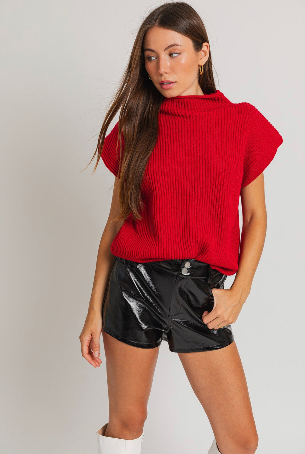 Cozy and Chic Sweater Top- Holiday Red