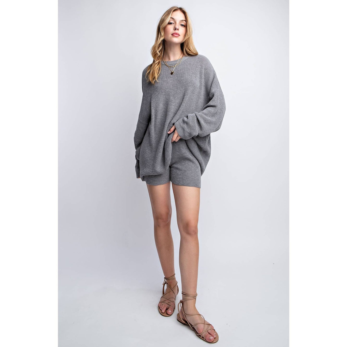 Cozy Nights Sweater Set- Grey