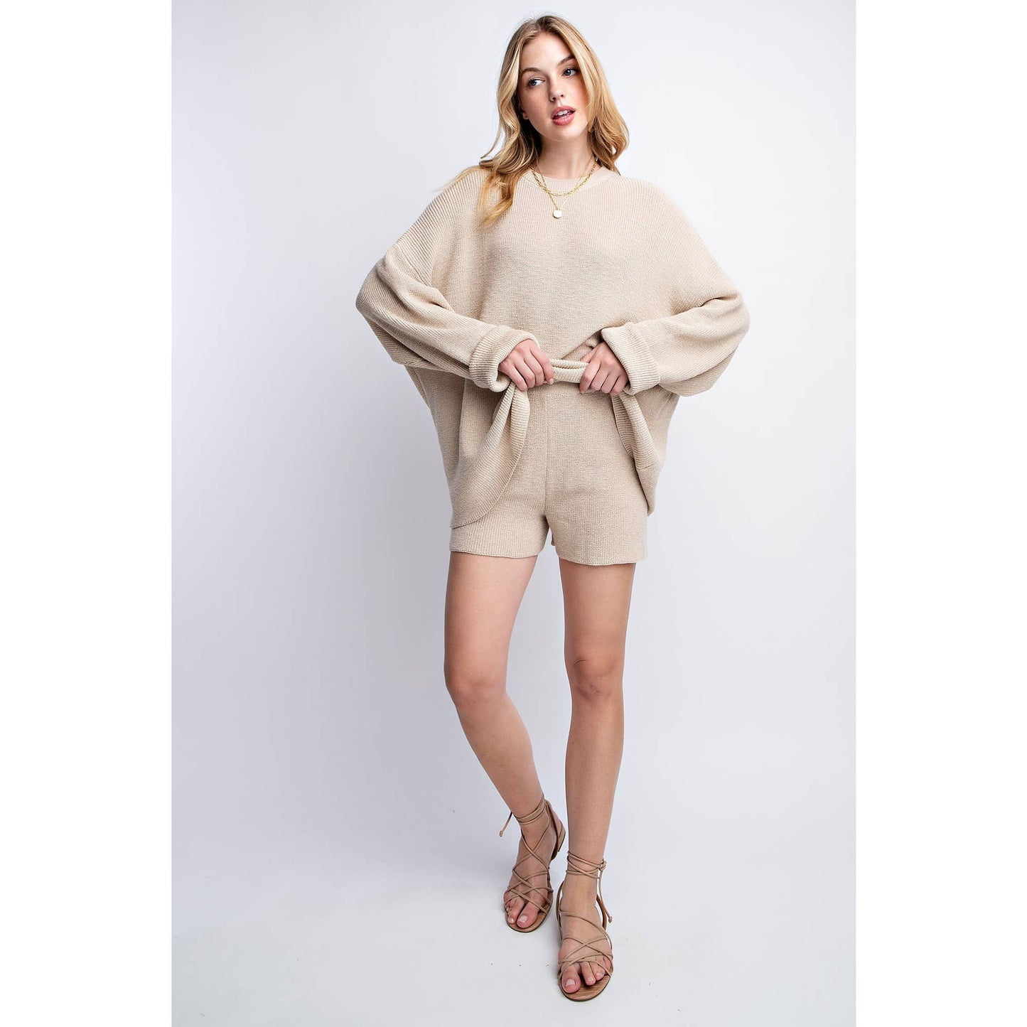 Cozy Nights Sweater Set- Beige