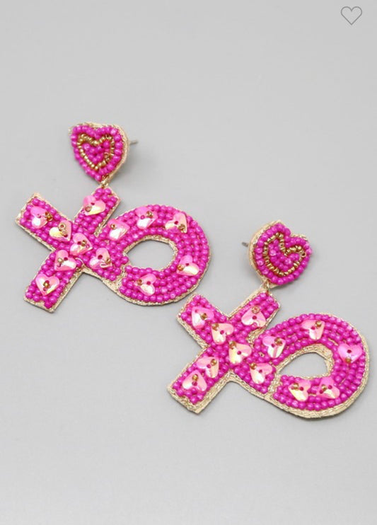 Hot pink XO earrings